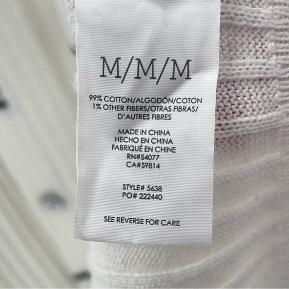 Cabi #5638 Dashes Ribbed White Black Stripe Cardigan Duster Sweater Size Medium - Picture 11 of 12